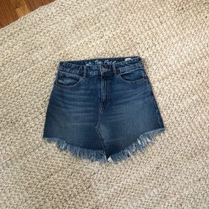Free People Denim Skirt with Raw Hem